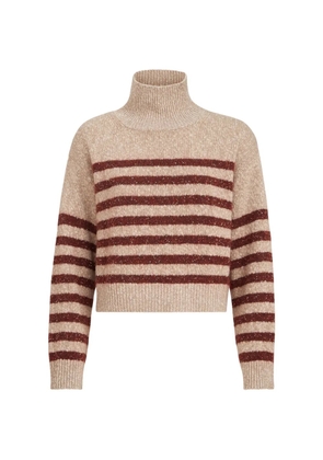 Brunello Cucinelli soft virgin wool and cashmere turtleneck sweater with dazzling stripes - Neutrals