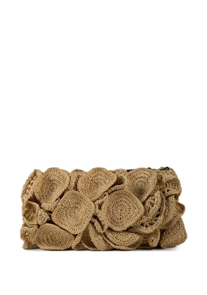 FARM Rio flower-appliqué clutch bag - Neutrals