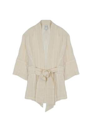 120% Lino belted kimono jacket - Neutrals