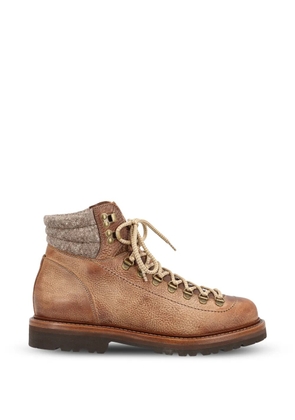 Brunello Cucinelli lace-up panelled boots - Brown