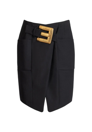 Balmain belted grain de poudre skirt - Black