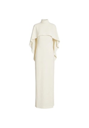Alberta Ferretti cape-overlay high-neck maxi dress - White
