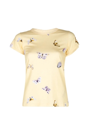 rag & bone butterfly-print T-shirt - Yellow