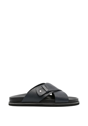 JOHN HARRISON crossover-strap leather sandals - Blue