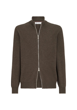 Brunello Cucinelli cashmere high-neck cardigan with zipper - Brown