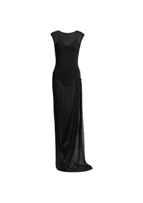 Balmain long draped viscose dress - Black