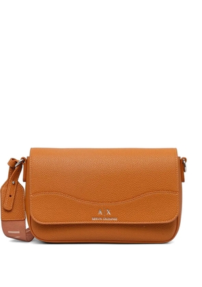 Armani Exchange logo-strap pebbled cross body bag - Orange
