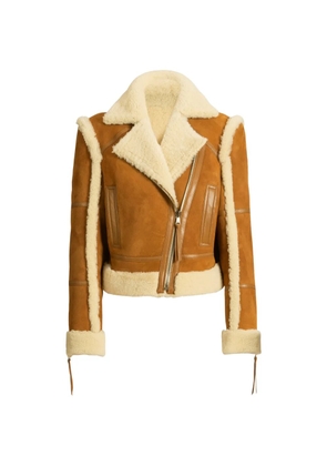 Balmain shearling biker jacket - Brown