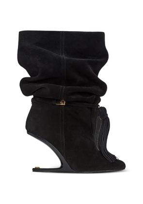 Balmain No Wedge suede leather ankle boots with tassel - Black
