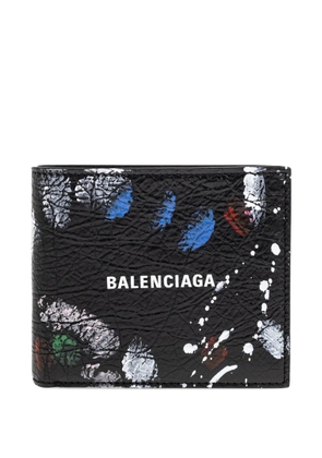 Balenciaga logo-print paint-splatter wallet - Black