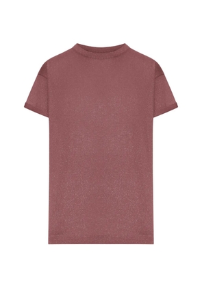 Brunello Cucinelli lurex-knit drop-shoulder T-shirt - Pink