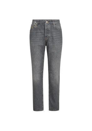 Brunello Cucinelli greyscale denim leisure-fit five-pocket trousers