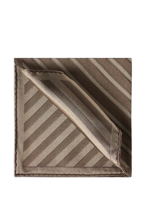 Brunello Cucinelli regimental-stripe silk pocket square - Brown