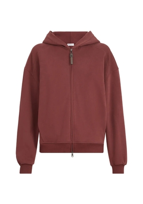 Brunello Cucinelli cotton smooth french terry topwear with shiny zipper pull - Red