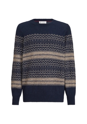 Brunello Cucinelli alpaca cashmere and wool nordic-jacquard sweater - Blue
