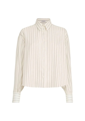 Brunello Cucinelli striped silk-poplin shirt with monili - Yellow