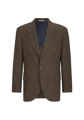 Brunello Cucinelli cashmere Prince of Wales tailor blazer - Brown