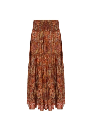 PAHIESA FORMENTERA paisley-print tiered maxi skirt - Orange