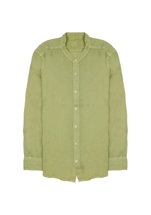 120% Lino band-collar long-sleeve shirt - Green