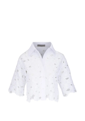 D.Exterior broderie-anglaise cropped cotton shirt - White