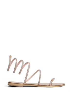 Nicolas Lainas crystal-embellished leather flat sandals - Neutrals