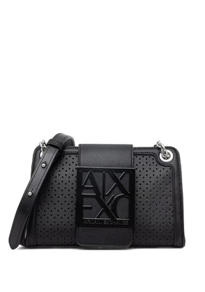 Armani Exchange perforated logo-plaque cross body bag - Black