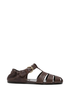 Miu Miu cage-style buckled flat pumps - Brown