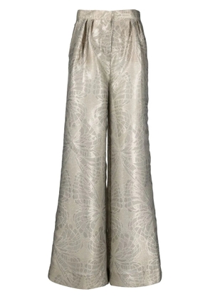 Alberta Ferretti wide-leg metallic-jacquard trousers - Gold