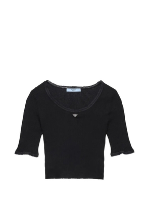 Prada cropped ribbed cotton T-shirt - Black