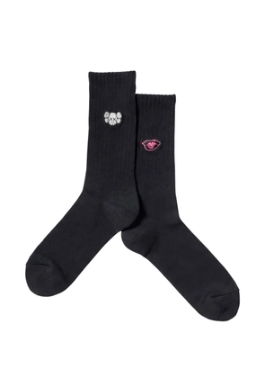 KAWS x Uniqlo x Warhol embroidered-motif socks - Black