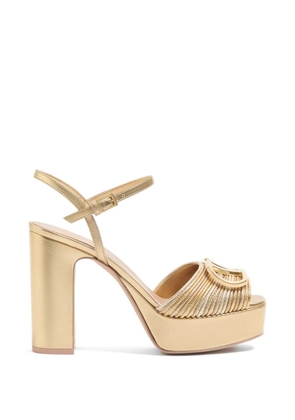 Valentino Garavani VLogo signature metallic platform sandals with cornely embroidery 115mm - Gold