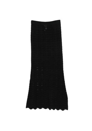 D.Exterior crochet-knit scalloped-edge maxi skirt - Black