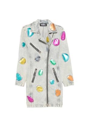 JEREMY SCOTT Pre-Owned 2010s metallic-appliqué denim coat - Blue