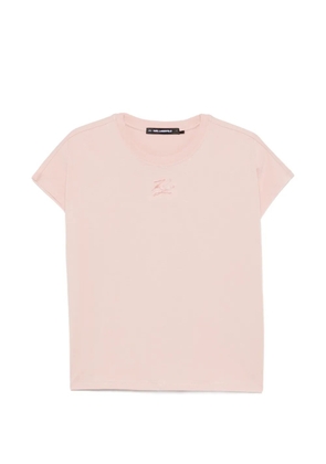 Karl Lagerfeld logo-embroidered T-shirt - Pink