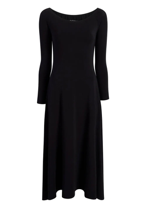 Another Tomorrow boat-neck long-sleeve midi dress - Black