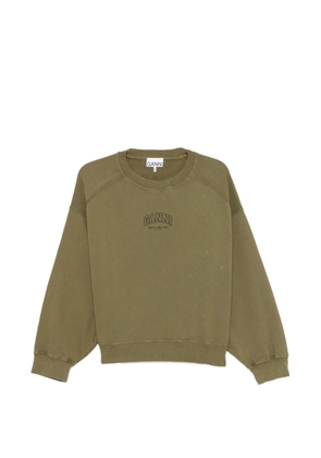 GANNI logo-print raglan-sleeve sweatshirt - Green