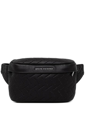 Armani Exchange logo-embossed quilted belt bag - Black