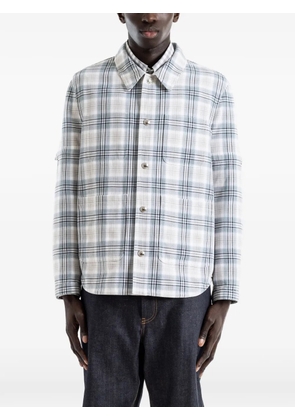 Thom Browne windowpane-plaid shirt jacket - White