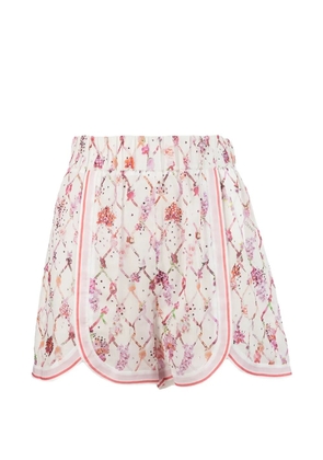 Genny floral-print crystal-embellished shorts - White
