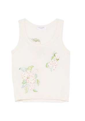 Christian Dior Pre-Owned 2020s floral-embroidered tank top - Neutrals