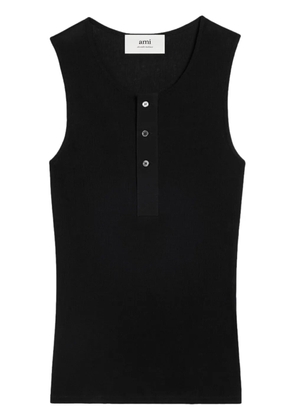AMI Paris fine-ribbed cotton vest - Black