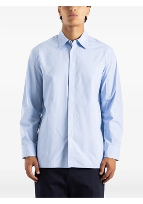 Jil Sander fine-stripe-pattern long-sleeved shirt - Blue
