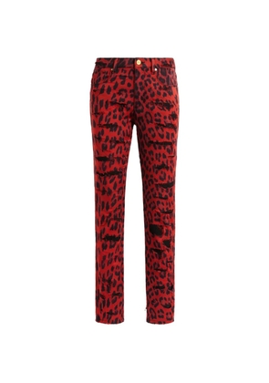 Roberto Cavalli leopard-print distressed jeans - Red