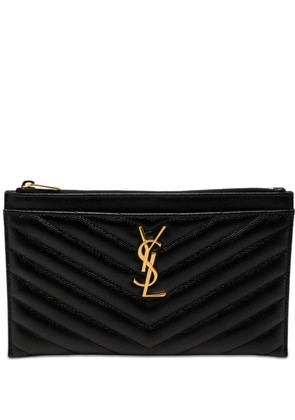 Saint Laurent Pre-Owned 2018 Grain De Poudre Chevron Monogram Bill Pouch clutch bag - Black