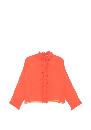 INJIRI ruffled long-sleeve blouse - Orange