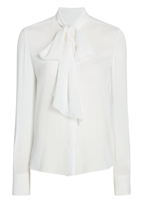 Another Tomorrow ENKA®-blend tie-neck blouse - White