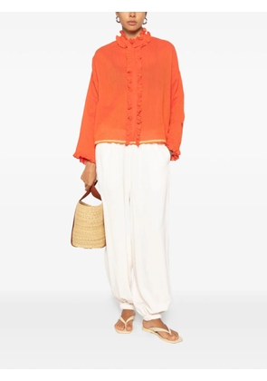 INJIRI ruffled long-sleeve blouse - Orange