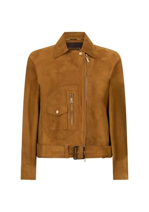 Moorer suede belted jacket - Brown