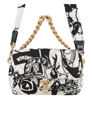 CHANEL Pre-Owned 2021-2026 Mini Printed Canvas Deer Coco Flap satchel - White