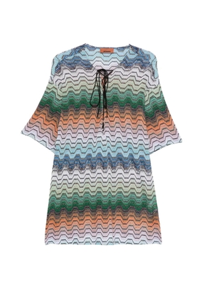 Missoni zigzag-knit lace-up mini dress - Green
